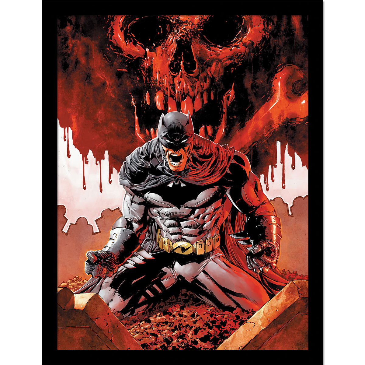 Batman Comic Covers (Batman Red Skull) Framed 30x40cm Print