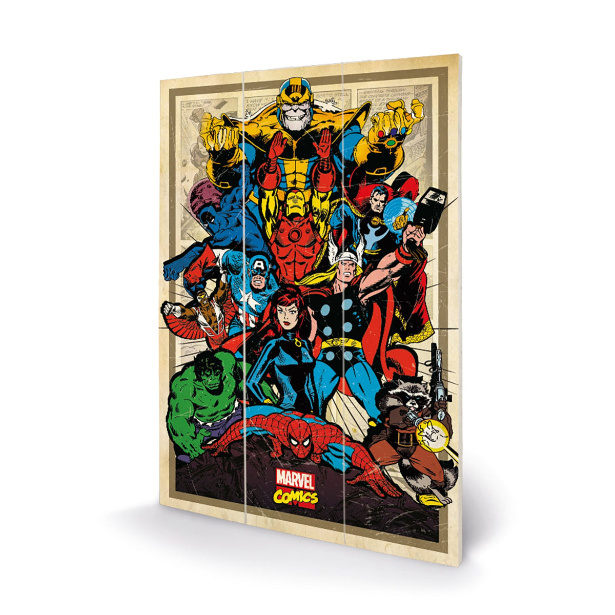 Marvel Comics (Avengers To Action) 20x29.5cm MDF Wooden Wall Art