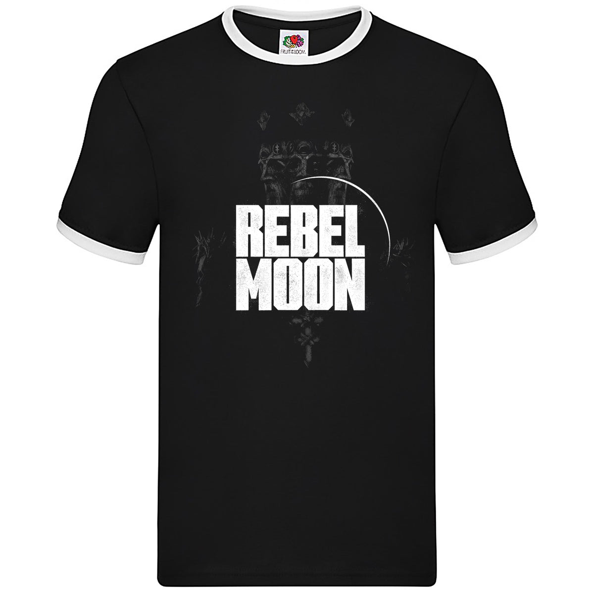 Rebel Moon Logo Black White Trim Ringer Unisex T Shirt Pyramid