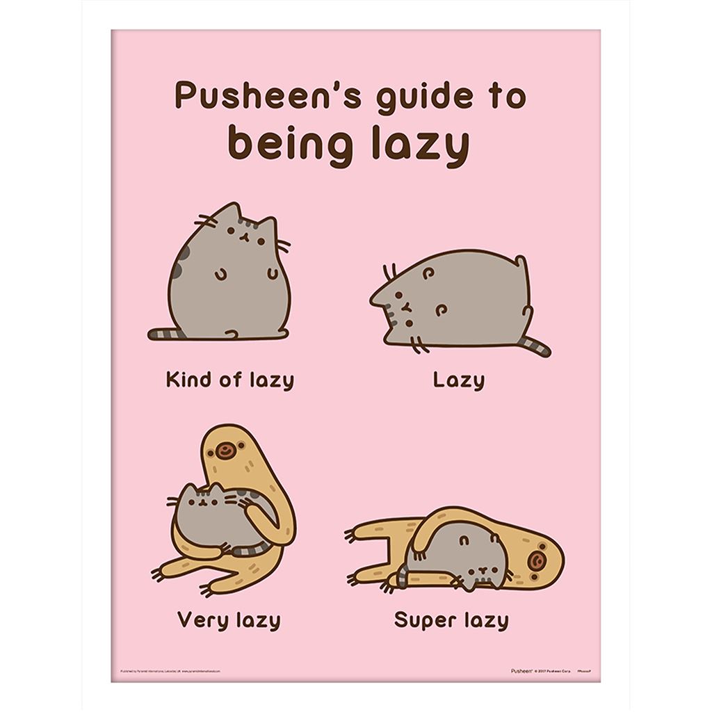 Pusheen (Guide to Being Lazy) White Frame 30 x 40cm Collector Print (Framed)