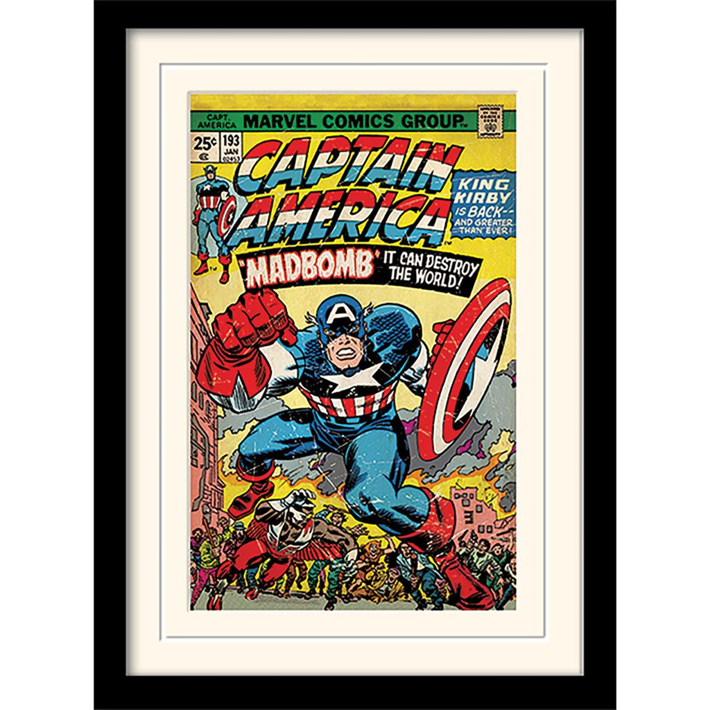 Captain America (Madbomb) 30 x 40cm Collector Print (Mounted Framed)