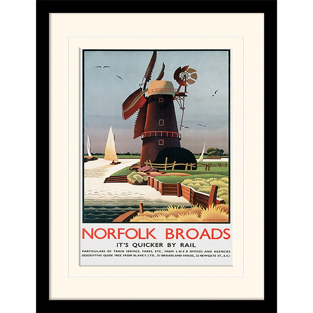 Norfolk (Windmill By Alison Mckenzie) 30 x 40cm Collector Print (Mounted Framed)