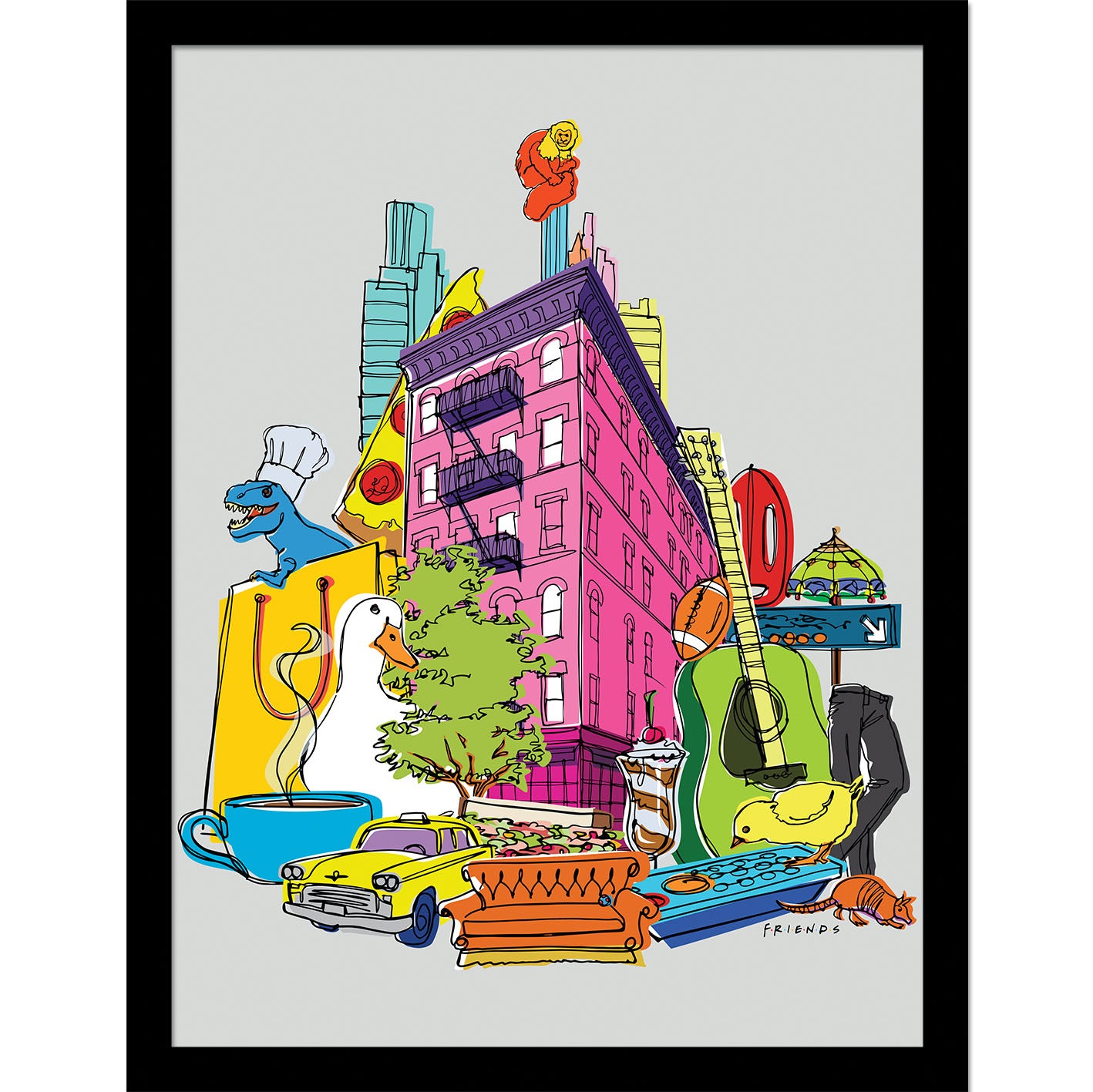 Friends 30 Years (Block Colours Montage) Framed 30x40cm Print