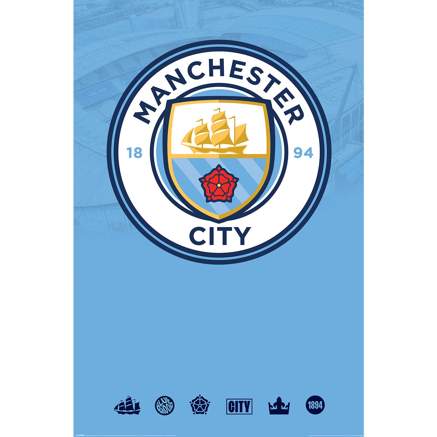 Manchester City スターリング ポスター（額縁付き） Manchester City FC 22/23 Champions Montage Poster