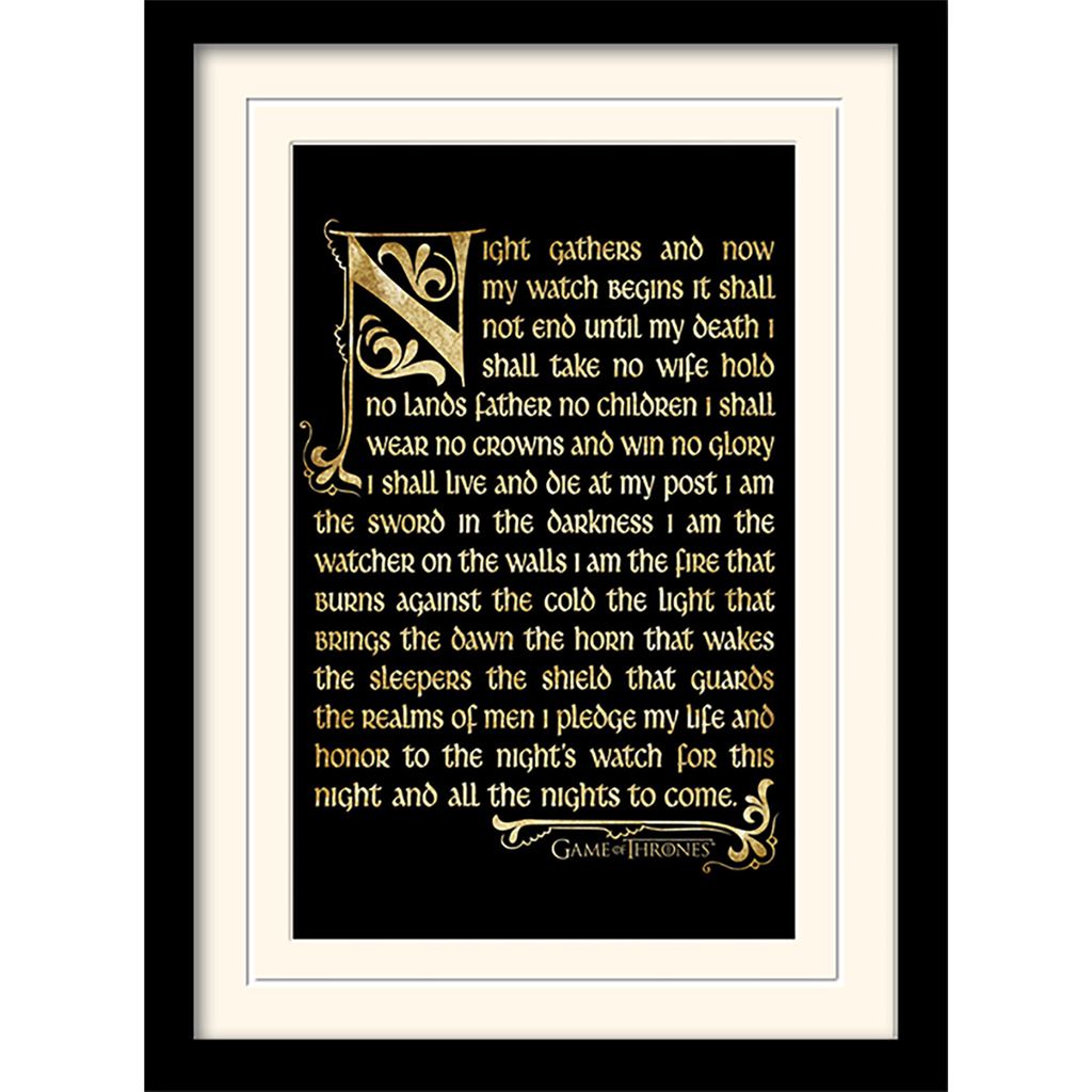 Game Of Thrones (Season Nightwatch Oath) Framed 30x40cm Print
