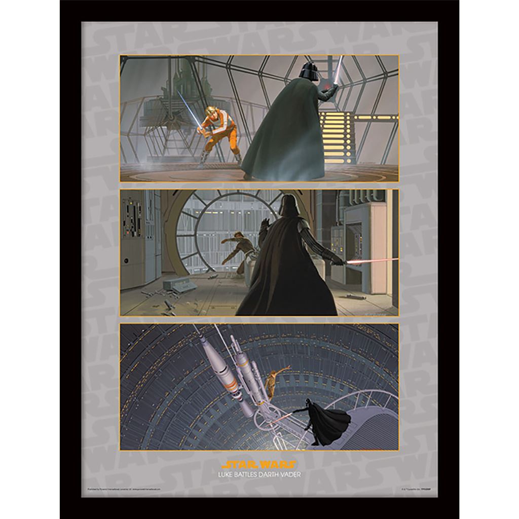 Star Wars (Luke Battles Darth Vader) 30 x 40cm Collector Print (Framed)