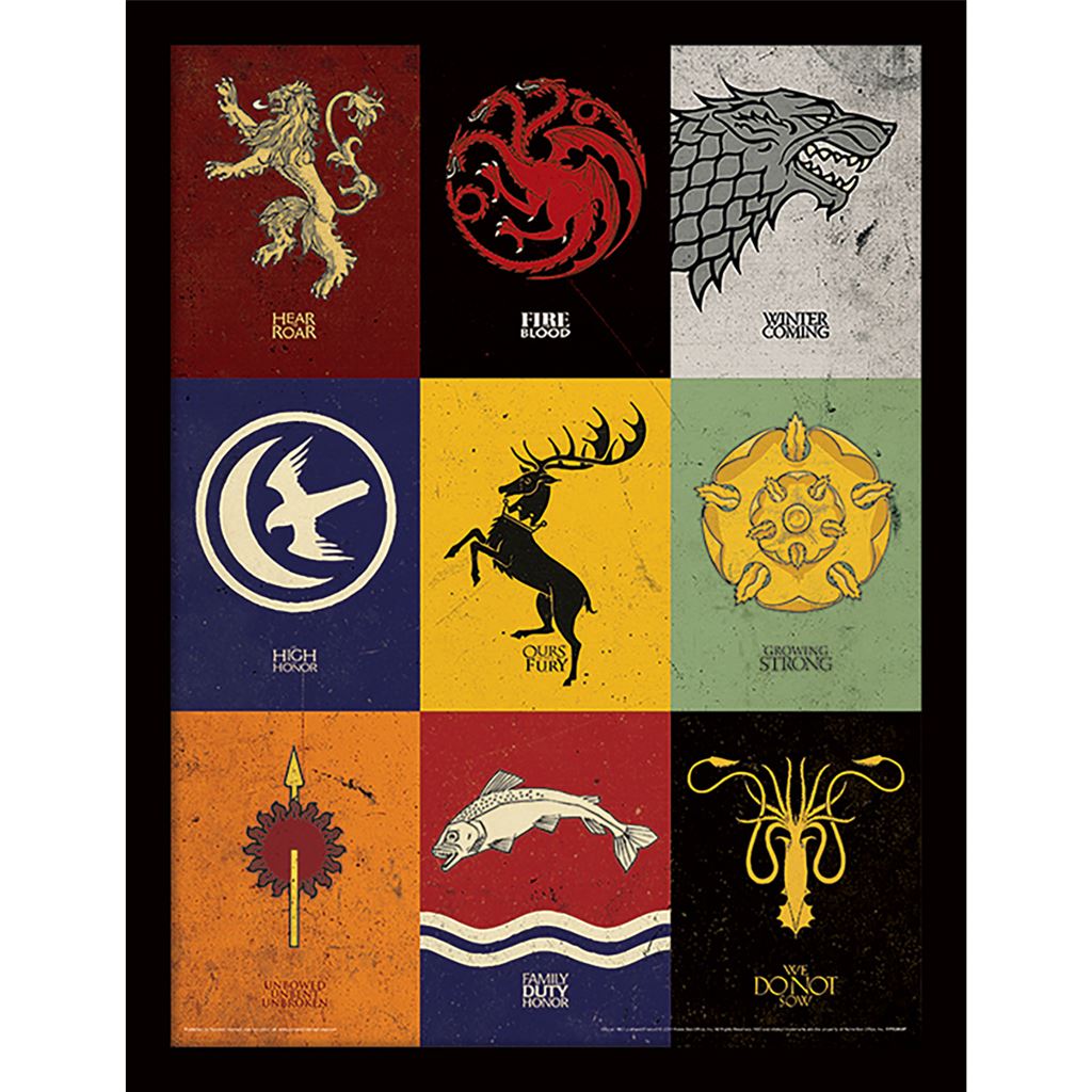 Game of Thrones (Sigils) 30 x 40cm Collector Print (Framed)