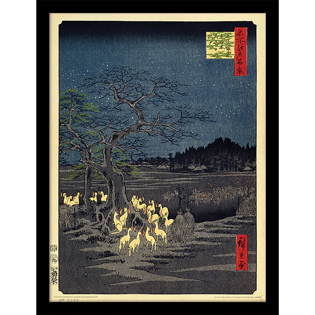 Hiroshige (Fox Fires On New Year's Eve At The Changing Tree In Oji) 30 x 40cm Collector Print (Framed)