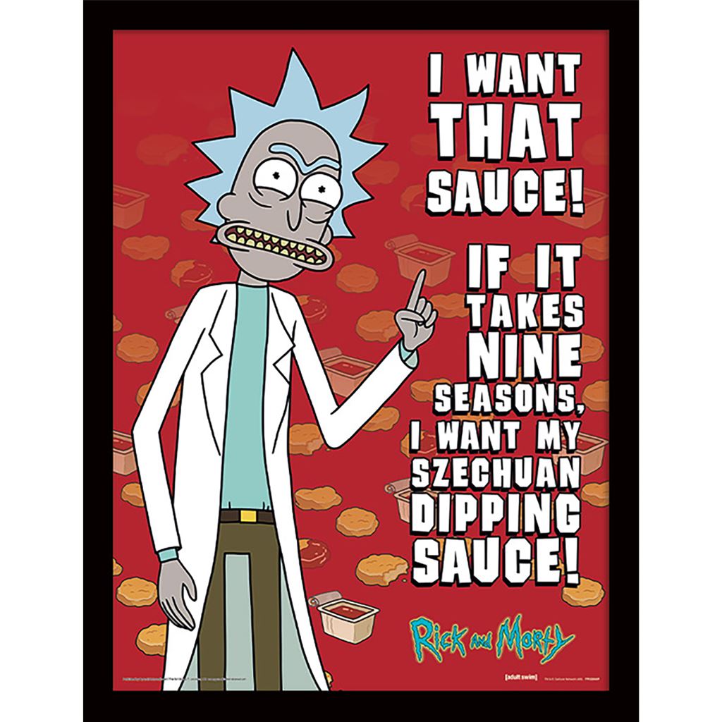 Rick and Morty (Szechuan Sauce)  30 x 40cm 30 x 40cm Collector Print (Framed)