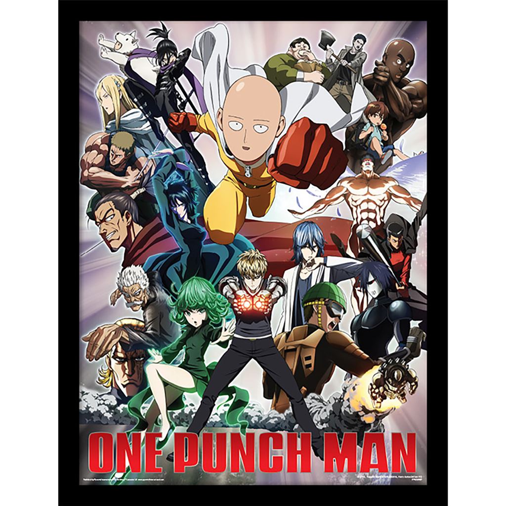 One Punch Man (Heroes and Villains) 30 x 40cm Collector Print (Framed)