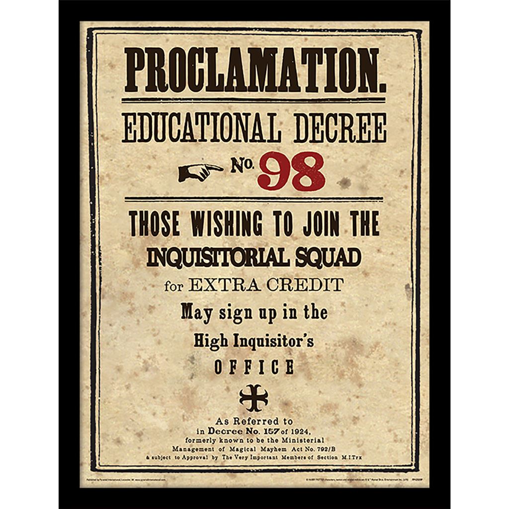 Harry Potter (Educational Decree No. 98) 30 x 40cm Collector Print (Framed)