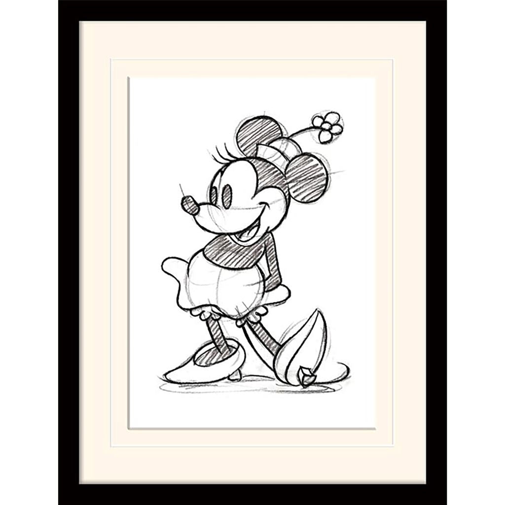 Minnie Mouse (Sketched - Single) 30 x 40cm Collector Print (Mounted Framed)