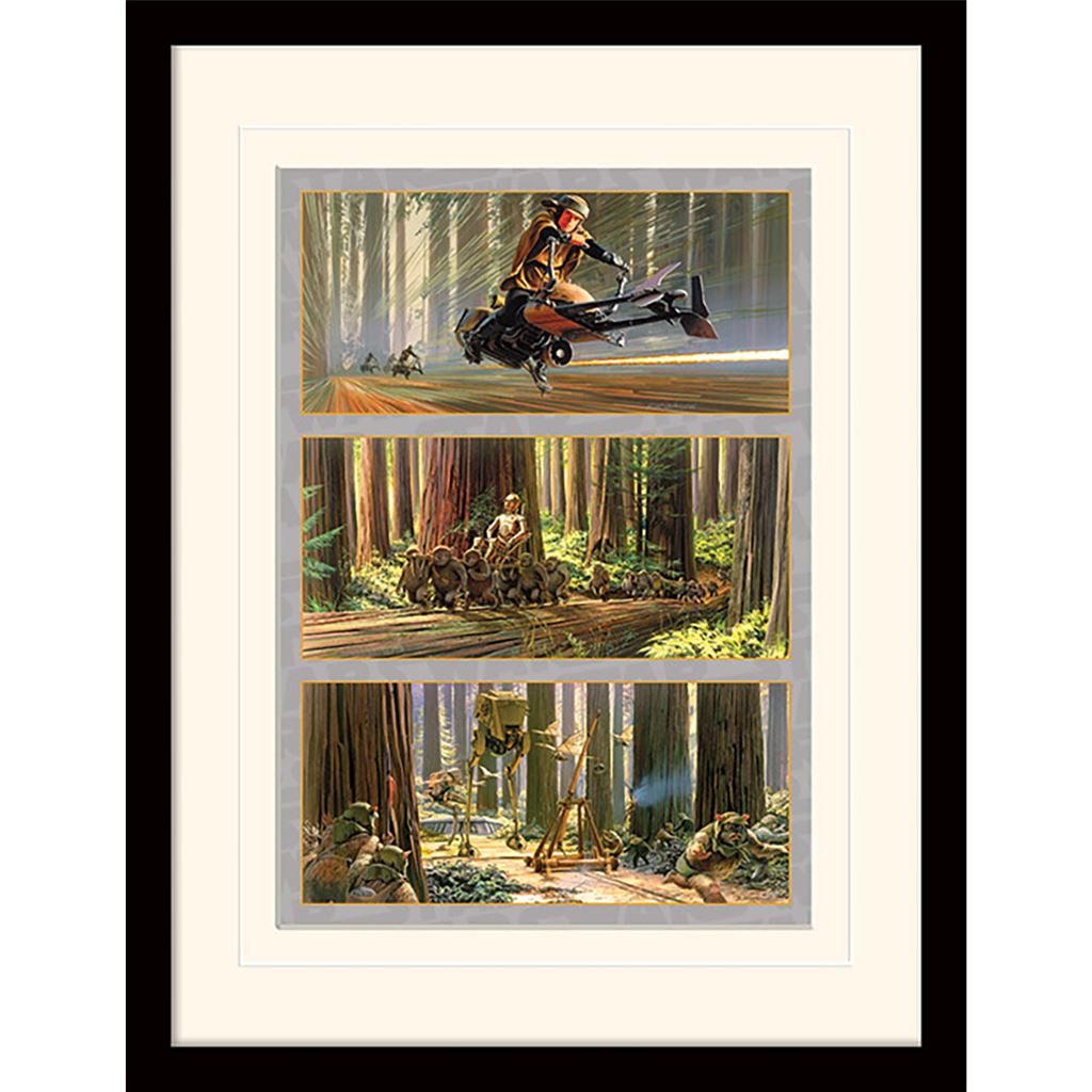 Star Wars (Action On Endor's Moon) 30 x 40cm Collector Print (Mounted Framed)