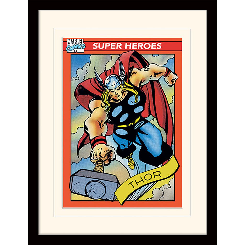 Marvel Comics (Thor Trading Card) 30 x 40cm Collector Print (Mounted Framed)