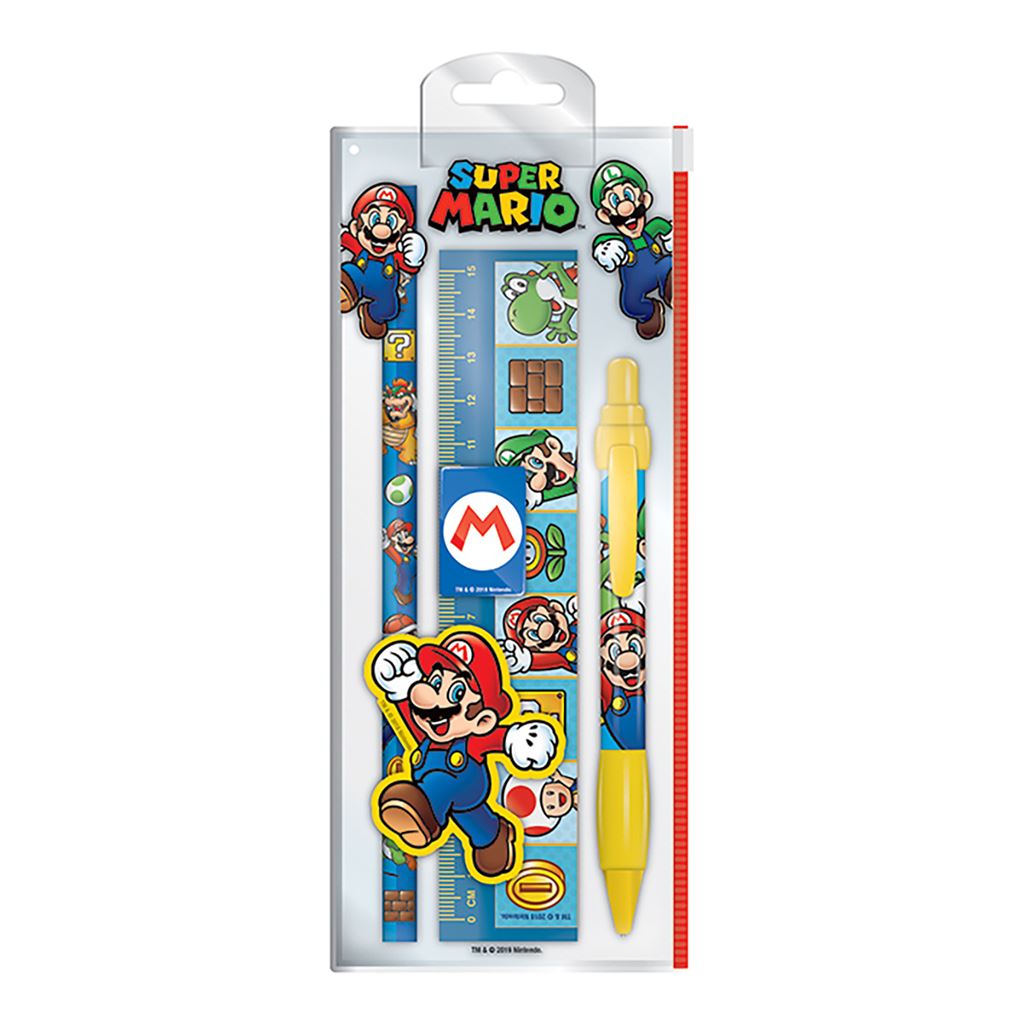 Super Mario Over 30 Piece Coloring Art and School Supplies Stationary Set