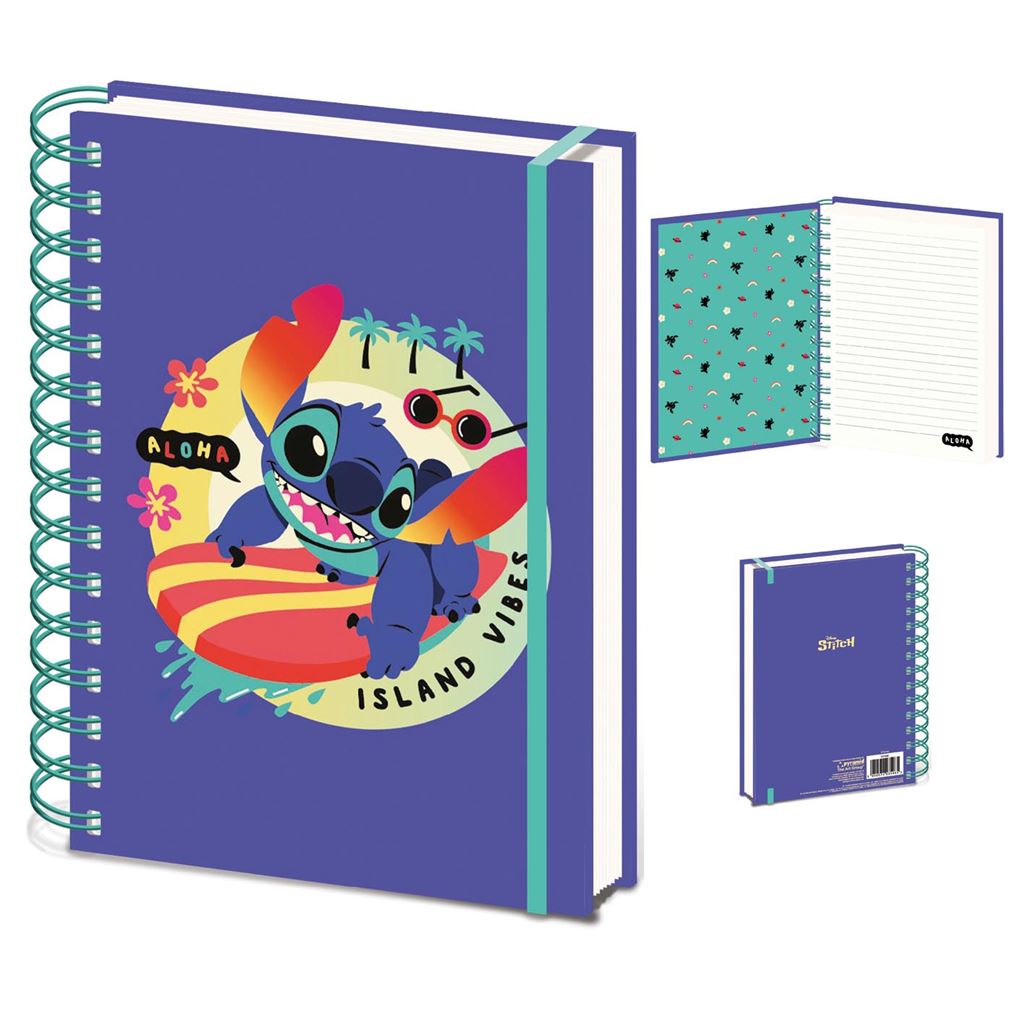 Disney Lilo & Stitch Notebook + Stylo à Bille Lumineux Format A5