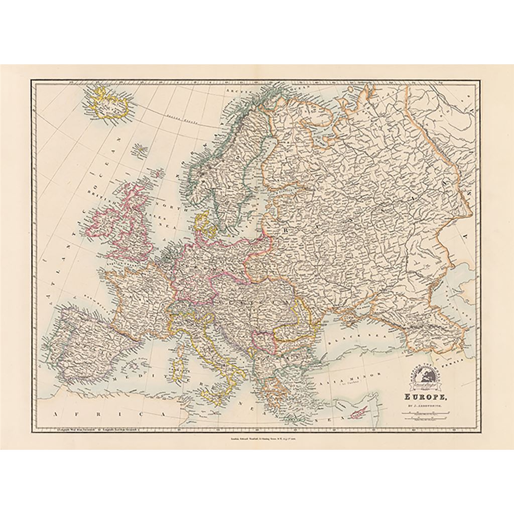 STANFORDS FOLIO EUROPE MAP (1884) 60X80