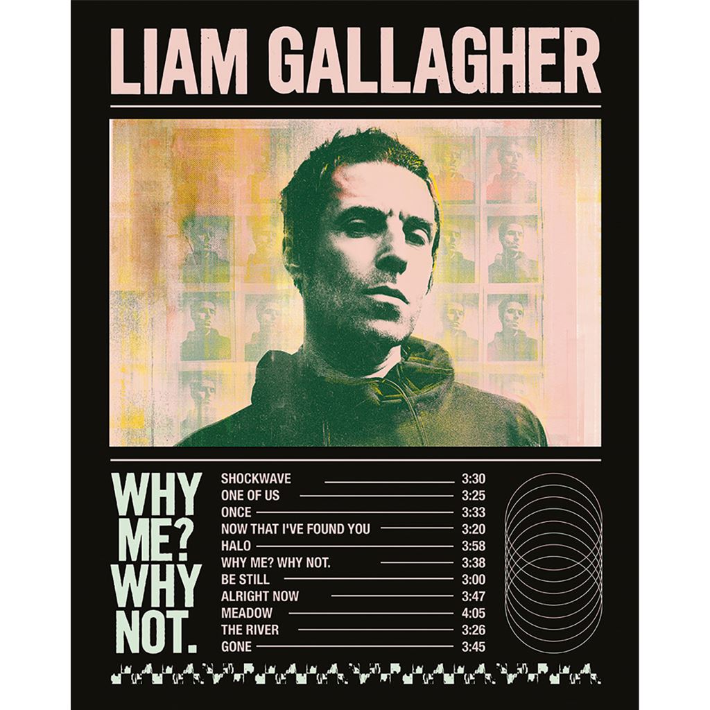 LIAM GALLAGHER (WHY ME WHY NOT TRACKLIST) 40X50